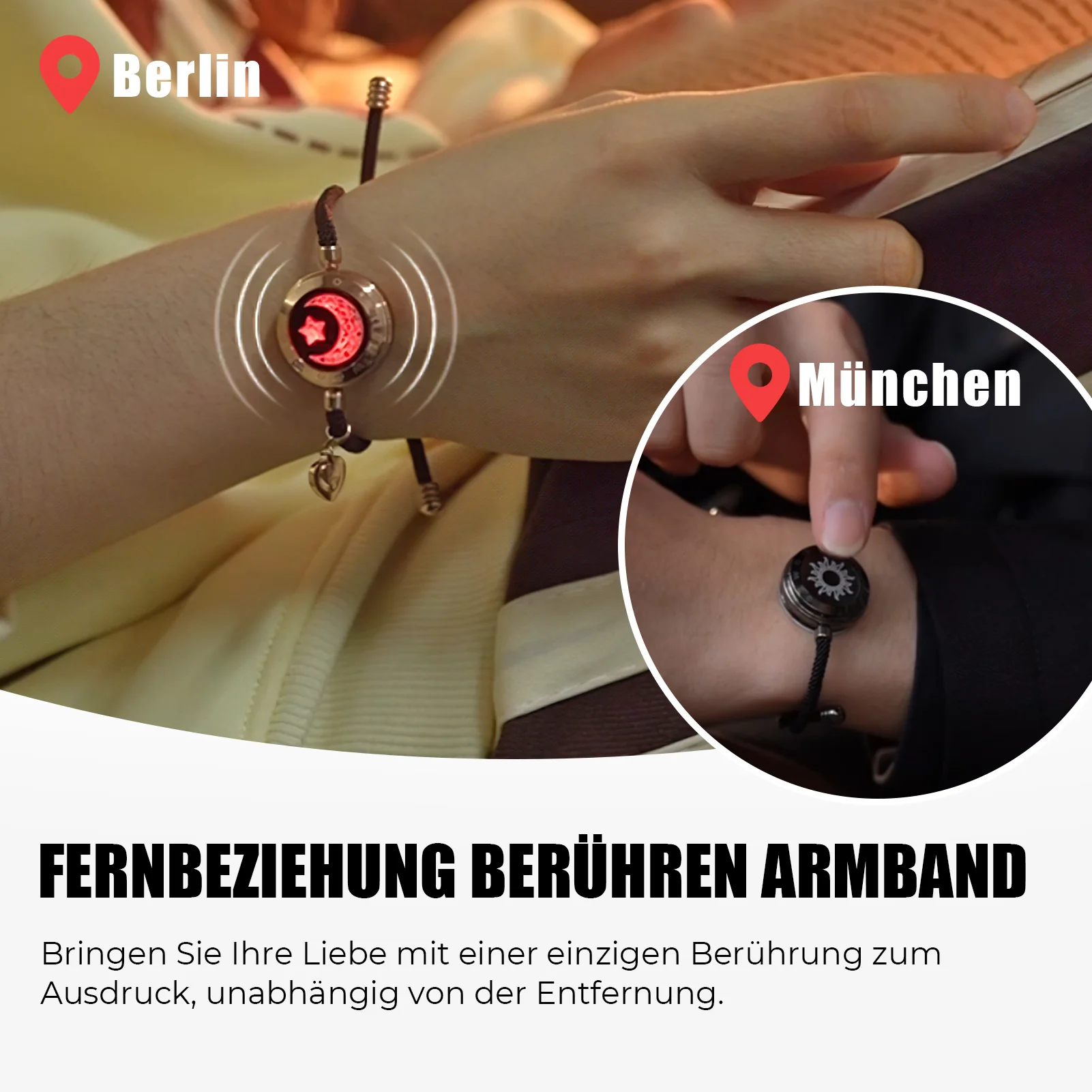 Sonne & Mond Serie - Touch Armbänder mit Mailänder Seil (Schwarz+Braun) - Image 4